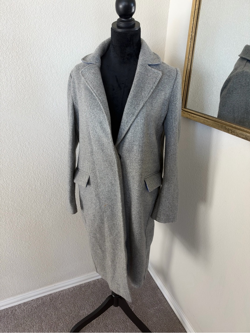 Topshop Light Gray Long Trench Coat